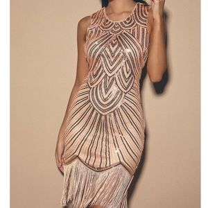 Rose Gold Fringe Mini Dress